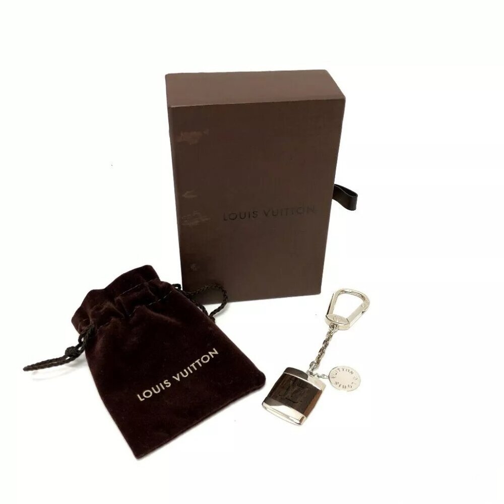 LOUIS VUITTON Porte-Clairvoy Key ring Bag Charm Wood / Metal Brown/Silver - Picture 2 of 7